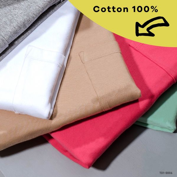 ROSSO เสื้อยืดคอกลม ผ้า COTTON+SPANDEX สีพื้น รุ่น TO1-0006