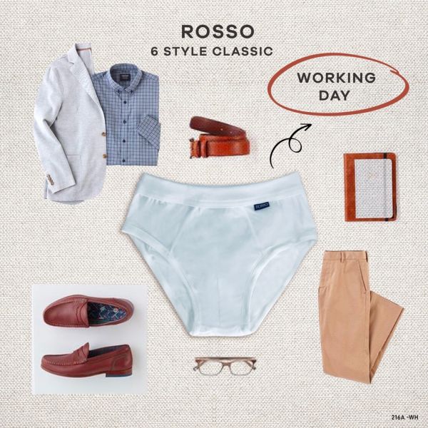 Rosso กางเกงชั้นในชาย Brief รุ่น BJ-0216A Rib ขอบผ้า (3/pack)