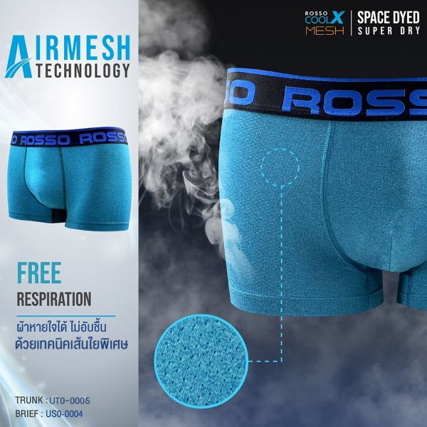 New! ROSSO AIRMESH กางเกงในชาย ทรง Brief โชว์ยาง รหัส US0-0004 (แพ็ค 6 ตัว)